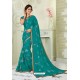 Turquoise Designer Casual Wear Chiffon Sari