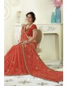 Rust Designer Casual Wear Chiffon Sari