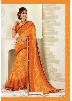 Yellow Designer Casual Wear Chiffon Sari