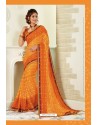 Yellow Designer Casual Wear Chiffon Sari