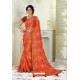 Orange Designer Casual Wear Chiffon Sari