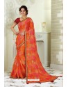 Orange Designer Casual Wear Chiffon Sari