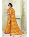 Yellow Designer Casual Wear Chiffon Sari