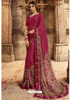 Medium Violet Designer Casual Wear Silk Georgette Sari