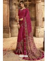 Medium Violet Designer Casual Wear Silk Georgette Sari