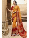 Yellow Designer Casual Wear Silk Georgette Sari
