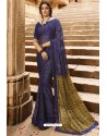 Navy Blue Designer Casual Wear Silk Georgette Sari