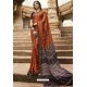 Rust Designer Casual Wear Silk Georgette Sari