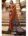 Rust Designer Casual Wear Silk Georgette Sari