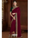 Rose Red Designer Party Wear Silk Sari