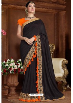 Black Designer Party Wear Silk Sari