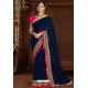 Navy Blue Designer Party Wear Silk Sari