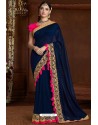 Navy Blue Designer Party Wear Silk Sari