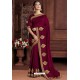 Maroon Designer Party Wear Silk Sari