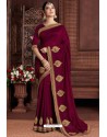 Maroon Designer Party Wear Silk Sari