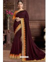 Deep Scarlet Designer Party Wear Silk Sari