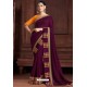 Deep Wine Designer Party Wear Silk Sari