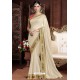 Off White Designer Party Wear Silk Sari