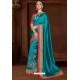 Turquoise Designer Party Wear Silk Sari