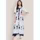 Off White Designer Party Wear Heavy Print Rayon Kurti With Shrug