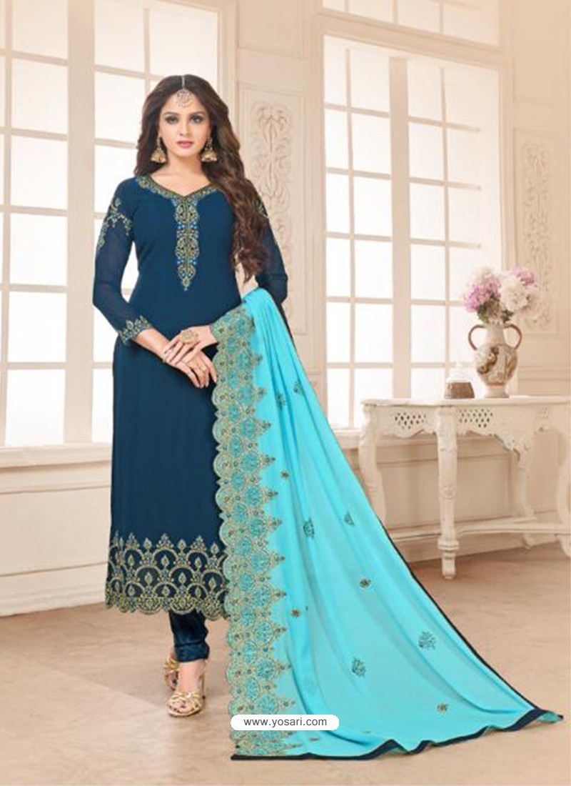 Semi-Stitched Party Wear Churidar Suit With Heavy Georgette Dupatta Fo –  Yard of Deals