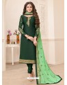 Dark Green Embroidered Designer Churidar Salwar Suit