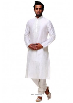 Splendid Off White Silk Kurta Pajama