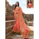 Peach Latest Embroidered Designer Wedding Sari