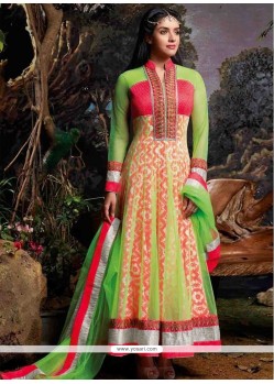 Asin Green And Pink Cotton Anarkali Suit