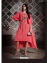 Partywear Designer Peach Two Tone Rayon Fancy Kurti