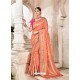 Light Orange Heavy Banarasi Silk Wedding Sari