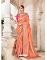 Light Orange Heavy Banarasi Silk Wedding Sari