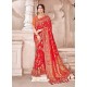 Red Heavy Banarasi Silk Wedding Sari