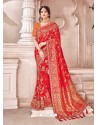 Red Heavy Banarasi Silk Wedding Sari