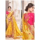 Yellow Heavy Banarasi Silk Wedding Sari