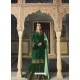 Dark Green Designer Heavy Embroidered Faux Georgette Palazzo Salwar Suit