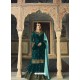 Peacock Blue Designer Heavy Embroidered Faux Georgette Palazzo Salwar Suit