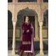Deep Wine Designer Heavy Embroidered Faux Georgette Palazzo Salwar Suit