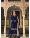 Navy Blue Designer Heavy Embroidered Faux Georgette Palazzo Salwar Suit