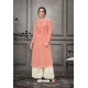 Light Orange Designer Munga Silk Palazzo Salwar Suit