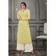 Lemon Designer Munga Silk Palazzo Salwar Suit
