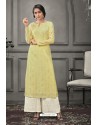 Lemon Designer Munga Silk Palazzo Salwar Suit