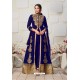 Royal Blue Heavy Embroidered Designer Faux Georgette Anarkali Suit