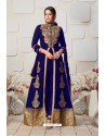 Royal Blue Heavy Embroidered Designer Faux Georgette Anarkali Suit