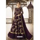 Purple Heavy Embroidered Front Cut Designer Anarkali Suit