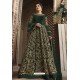 Dark Green Heavy Embroidered Front Cut Designer Anarkali Suit