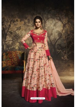 Peach Heavy Embroidered Gown Style Designer Anarkali Suit