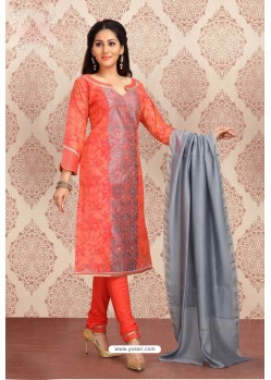 Dark Peach Elegant Look Designer Churidar Salwar Suit