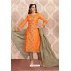 Orange Elegant Look Designer Churidar Salwar Suit