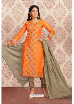 Orange Elegant Look Designer Churidar Salwar Suit